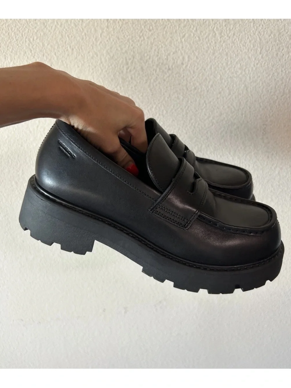 Vagabond Shoemakers Cosmo 2.0 Black Leather Platform Loafers US 10
